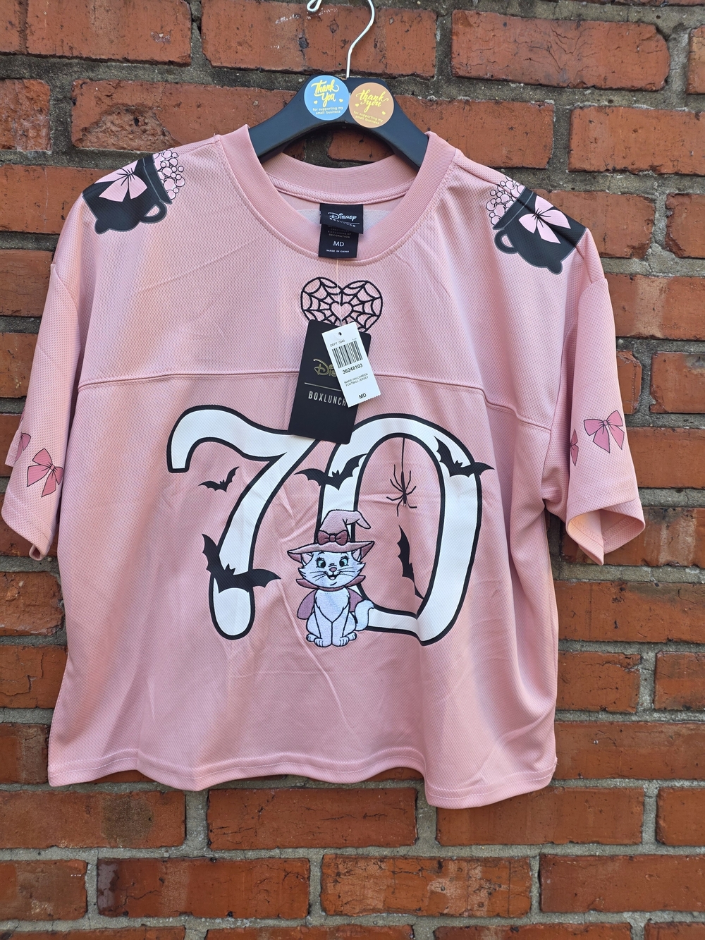 Disney Aristocats Marie Halloween Cropped Women's Football Jersey Medium NWT(F)